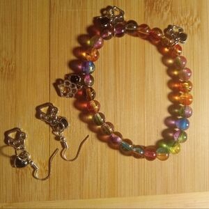 Colorful Beaded Bracelet and Earrings Set
